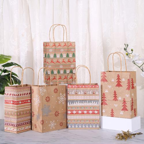 Kraft Christmas Gift Bag, Utskrift, olika storlek för val & olika mönster för val, Säljs av PC