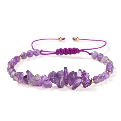 Gemstone Bracelet, with Polyester Cord & 304 Stainless Steel, irregular, handmade, different materials for choice & for woman, Length:Approx 6-11 Inch, Sold By PC