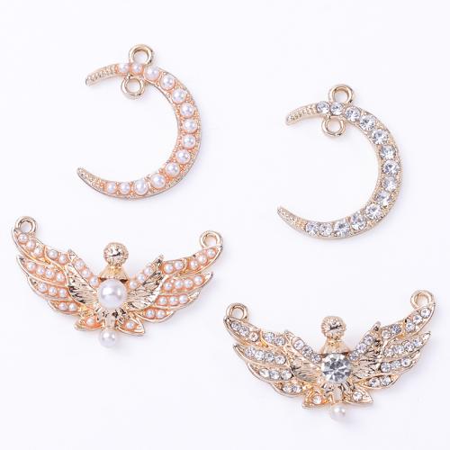 Zinc Alloy Rhinestone Pendants with Plastic Pearl UV plating DIY & with rhinestone Sold By Bag