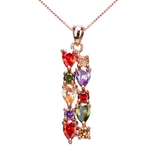 Collier en laiton cubique Zircon Micro Pave, avec 5cm chaînes de rallonge, bijoux de mode & pavé de micro zircon & pour femme, plus de couleurs à choisir, Longueur:Environ 40 cm, Vendu par PC