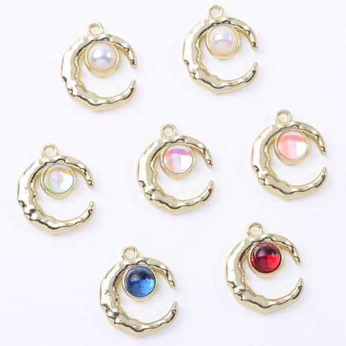 Zinc alliage Moon pendentifs, alliage de zinc, avec plastique, lune, accumuler placage, DIY, plus de couleurs à choisir, 19x16mm, 10PC/sac, Vendu par sac