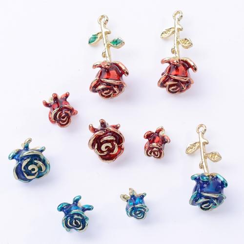 Tibetan Style Enamel Pendants, Rose, rack plating, DIY & different size for choice, more colors for choice, 10PCs/Bag, Sold By Bag