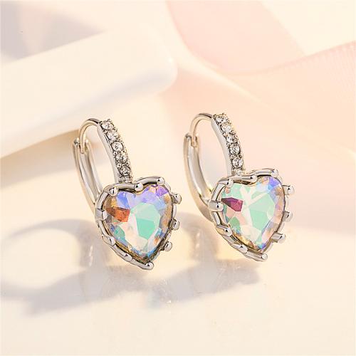 Boucles d'oreilles en laiton zircon cubique pavent, bijoux de mode & pavé de micro zircon & pour femme, 10x18mm, Vendu par paire