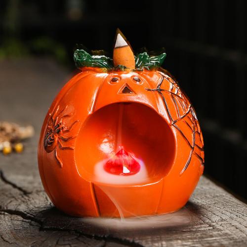 Backflow Incense Burner, Resin, half handmade, Halloween Design & for home and office & durable & with LED light, more colors for choice, 108x100x105mm, Sold By PC