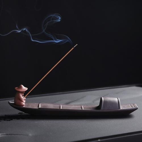 Traditional Ceramic Inserted Burner Incense Seat Purple Clay half handmade for home and office & durable Sold By PC