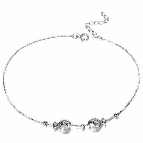 Fashion Sterling Silver Anklet, 925 Sterling Silver, with 3cm extender chain, fashion jewelry & for woman, Length:Approx 21 cm, Sold By PC