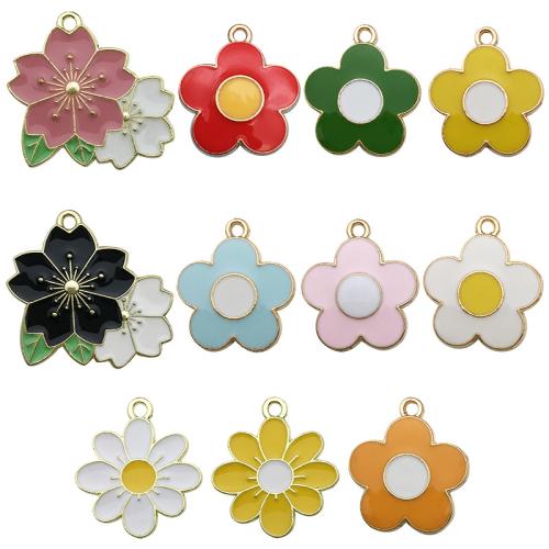 Zinc Alloy émail Pendants, alliage de zinc, fleur, DIY & styles différents pour le choix, Vendu par PC