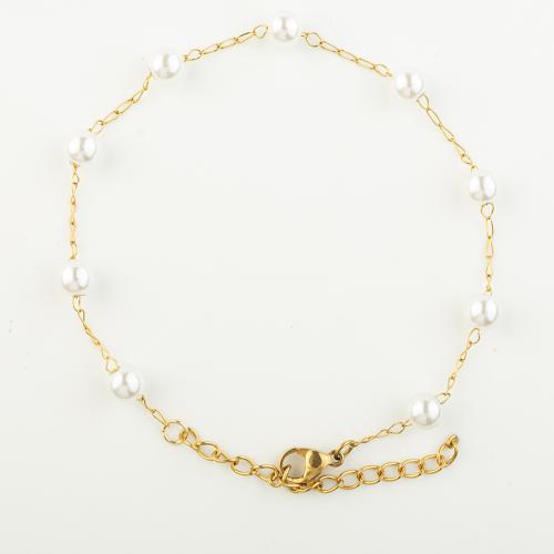Edelstahl Schmuck Armband, 304 Edelstahl, mit Kunststoff Perlen, Modeschmuck & für Frau, Länge ca. 24 cm, verkauft von PC