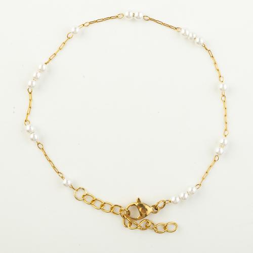 Edelstahl Schmuck Armband, 304 Edelstahl, mit Kunststoff Perlen, Modeschmuck & für Frau, Länge ca. 20 cm, verkauft von PC