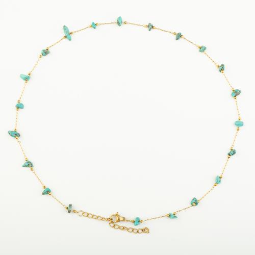 Stainless Steel smycken halsband, 304 rostfritt stål, med Naturgrus, mode smycken & för kvinna, Längd Ca 48 cm, Säljs av PC