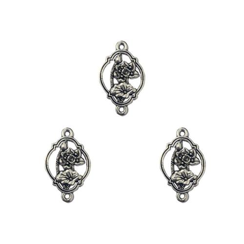 Flower Zinc Alloy Connector antique silver color plated DIY & 1/1 loop nickel lead & cadmium free Approx Sold By Bag