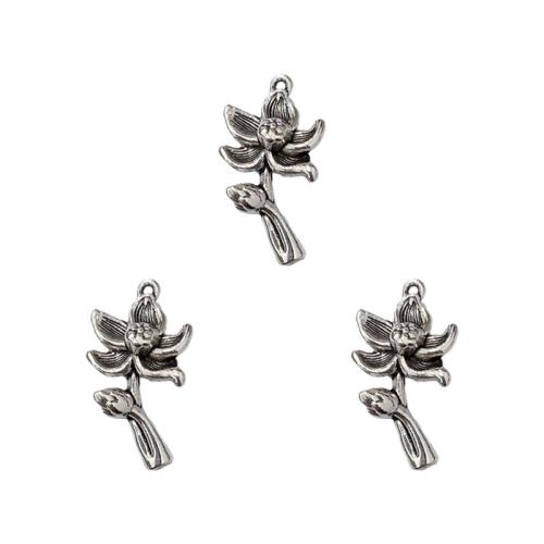 Zinc Alloy Flower Pendants antique silver color plated DIY nickel lead & cadmium free Approx Sold By Bag