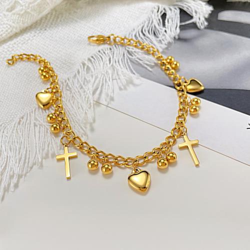 Fashion Jewelry Anklet, Acier titane, avec 3CM chaînes de rallonge, Placage de couleur d'or, pour femme, Longueur:22 cm, Vendu par PC