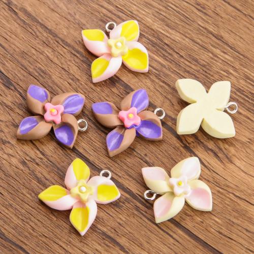 Resin Pendant, Flower, DIY, more colors for choice, 18x21mm, 100PCs/Bag, Sold By Bag