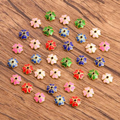 Cink ötvözet Bead Cap, Virág, arany színű aranyozott, DIY & zománc, több színt a választás, nikkel, ólom és kadmium mentes, 8x8mm, 100PC-k/Bag, Által értékesített Bag