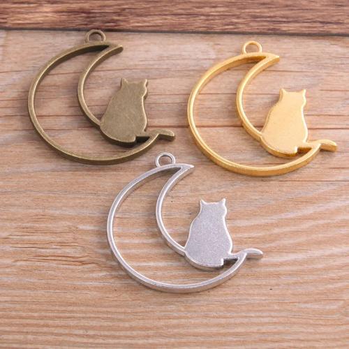 Tibetan Style Moon Pendants, plated, DIY, more colors for choice, nickel, lead & cadmium free, 35x41mm, 100PCs/Bag, Sold By Bag