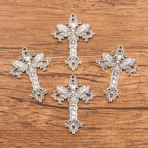 Tibetan Style Cross Pendants, antique silver color plated, DIY & 1/1 loop, 38x51mm, 100PCs/Bag, Sold By Bag