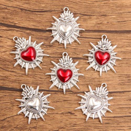 Zinc Alloy Enamel Pendants Heart plated DIY nickel lead & cadmium free Sold By Bag