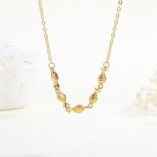 Brass Necklace with 5CM extender chain Fish plated for woman nickel lead & cadmium free Length 40 cm Sold By PC