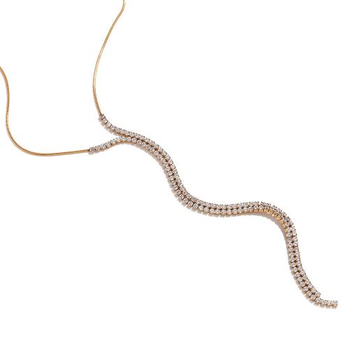Titanstahl Halskette, mit Verlängerungskettchen von 5cm, goldfarben plattiert, Modeschmuck & Micro pave Zirkonia, goldfarben, Länge 40 cm, verkauft von PC