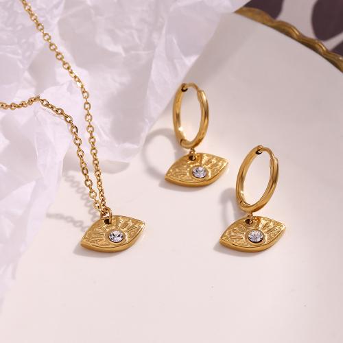 Nakit Kompleti, Titanium Čelik, zlatna boja pozlaćen, modni nakit & različitih stilova za izbor & s Rhinestone, zlatan, Prodano By PC