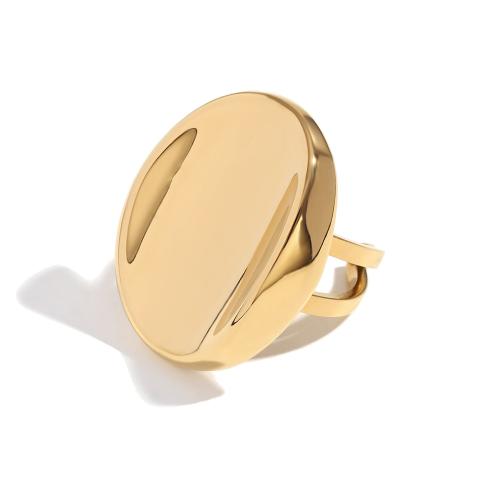 Anel de dedo de aço de partículas, Partículas de aço, cromado de cor dourada, joias de moda, dourado, vendido por PC