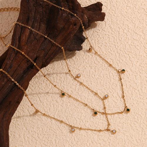 Titanstahl Halskette, mit Verlängerungskettchen von 5cm, plattiert, Modeschmuck & Micro pave Zirkonia, keine, Länge 40 cm, verkauft von PC