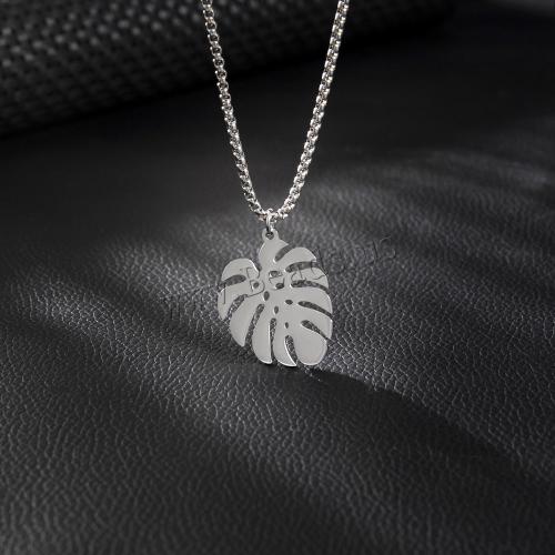 Stainless Steel Jewelry Necklace 304 Stainless Steel Leaf fashion jewelry & for woman original color Length Approx 60 cm Sold By PC
