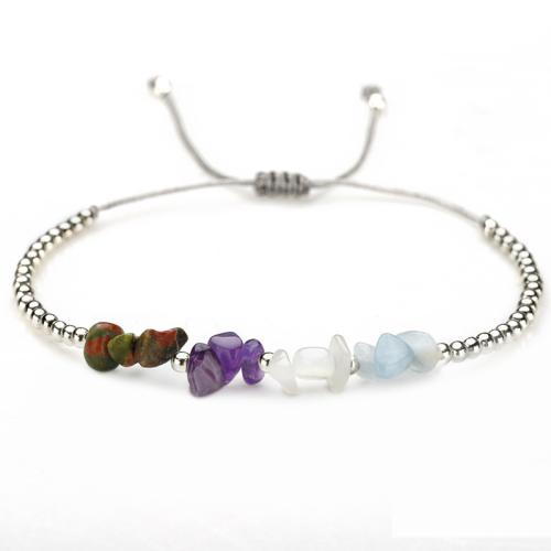 Edelsteen armbanden, met Knoopkoord & Messing, handgemaakt, mode sieraden & voor vrouw, meer kleuren voor de keuze, Lengte Ca 16-26 cm, Verkocht door PC