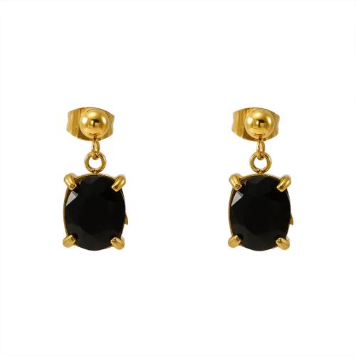 Pendientes de Acero Inoxidable, acero inoxidable 304, 18K chapado en oro, Joyería & micro arcilla de zirconia cúbica & para mujer, más colores para la opción, Vendido por Par