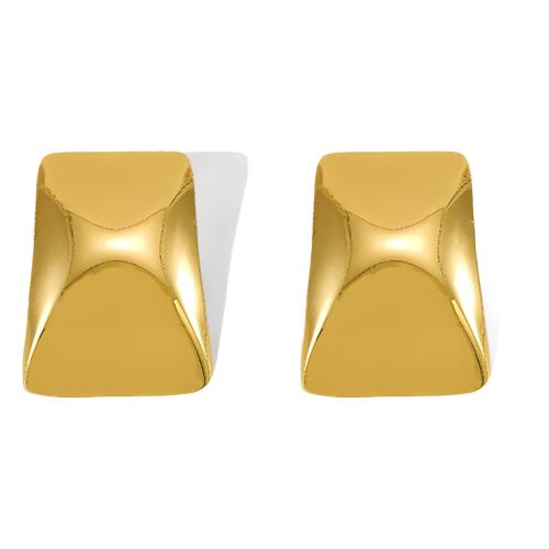 Stainless Steel Stud Earrings, 304 Stainless Steel, Square, 18K gold plated, fashion jewelry & for woman, Sold By Pair