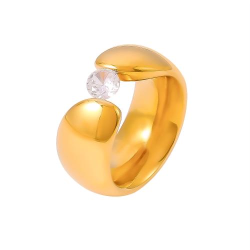 Anillo de dedo de Titantium Acero, Partículas de acero, con cúbica circonia, chapado, Joyería & diverso tamaño para la opción & para mujer, más colores para la opción, Vendido por UD