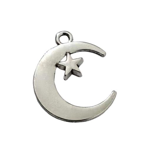 Zinc Alloy Moon Pendants antique silver color plated DIY original color Sold By Lot