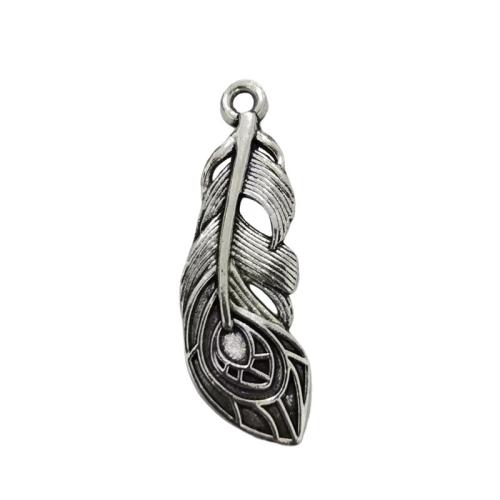 Zinc Alloy Feather Pendants antique silver color plated DIY original color Sold By Lot