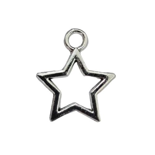 Colgante estrella de la aleación del cinc, aleación de zinc, chapado en color de plata antigua, Bricolaje, color original, 100PCs/Grupo, Vendido por Grupo