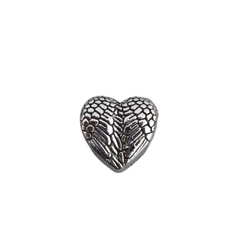 Cink Alloy Heart perle, starinski srebrne boje pozlaćen, možete DIY, izvorna boja, 100računala/Lot, Prodano By Lot