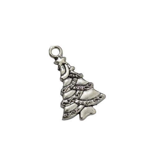 Pendentifs Noël en alliage de zinc, arbre de noël, Plaqué de couleur d'argent, DIY, couleur originale, 100PC/lot, Vendu par lot