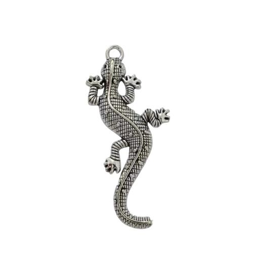 Pendentifs animaux en alliage de zinc, gecko, Plaqué de couleur d'argent, DIY, couleur originale, 100PC/lot, Vendu par lot