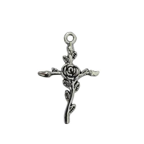 Pendentifs croix en alliage de zinc  , Plaqué de couleur d'argent, DIY, couleur originale, 100PC/lot, Vendu par lot