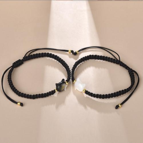 Trendy Wax cord armbanden, Zinc Alloy, met Wax & Plastic Pearl, uniseks, meer kleuren voor de keuze, Lengte Ca 16 cm, Verkocht door PC