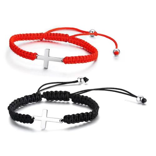 Trendy Wax cord armbanden, 304 roestvrij staal, met Wax, uniseks, meer kleuren voor de keuze, Lengte Ca 16 cm, Verkocht door PC