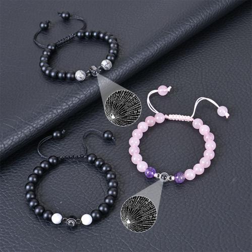 Bracelets de pierres précieuses, Abrazine Stone, avec fil élastique, différents matériaux pour le choix & unisexe, plus de couleurs à choisir, Vendu par PC