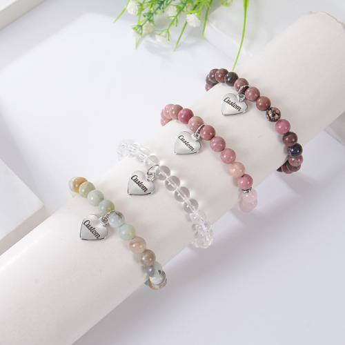 Personalized bracelet, 304 Stainless Steel, with Elastic Thread, Vacuum Ion Plating, different materials for choice & Unisex & Customized, more colors for choice, Sold By PC