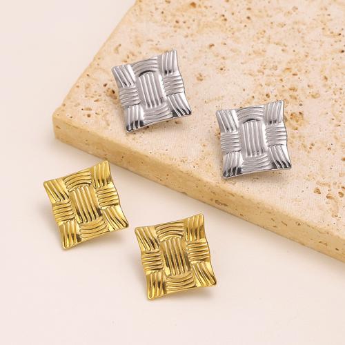 Titanium Steel  Earring, Square, plated, for woman, more colors for choice, nickel, lead & cadmium free, Sold By PC