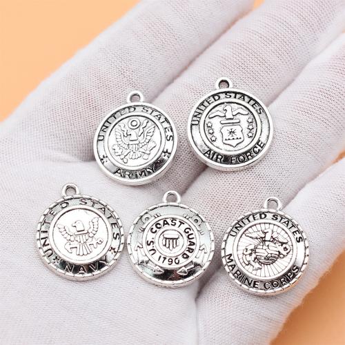Zinc Alloy Pendants Round antique silver color plated DIY Sold By Bag