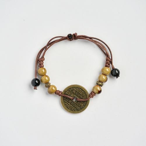 Porcelain Bracelet with Wax Cord & Zinc Alloy handmade Unisex Length Approx 6-11 Inch Sold By PC