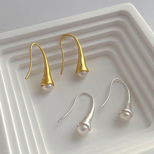 Brass Earring Hook with Plastic Pearl fashion jewelry & for woman 25mm Sold By Pair