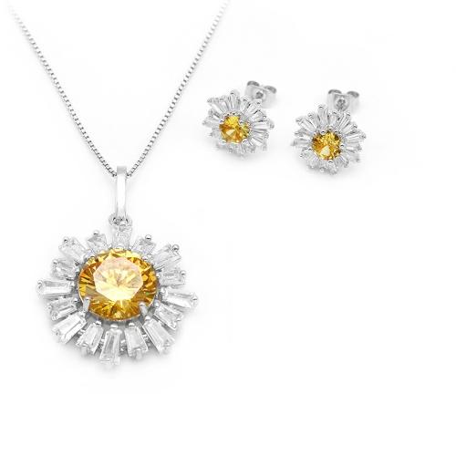 Micro cúbicos Circonia allanar sistemas de la joyería de cobre amarillo, metal, micro arcilla de zirconia cúbica & para mujer, más colores para la opción, Vendido por UD