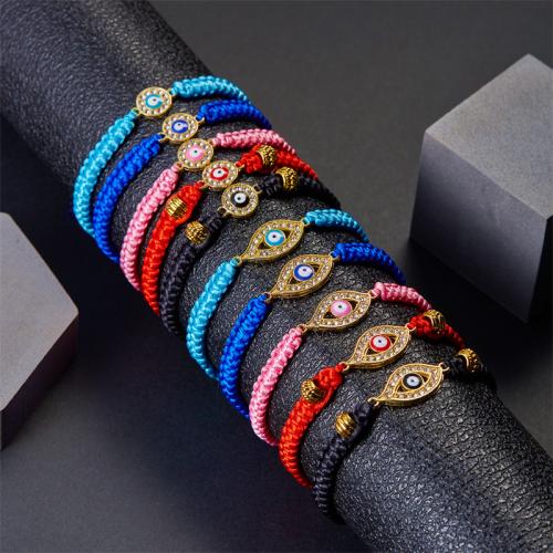 Mal pulsera ojo, aleación de zinc, Ajustable & Joyería & unisexo & diferentes estilos para la opción & con diamantes de imitación, más colores para la opción, longitud:aproximado 16-28 cm, Vendido por UD