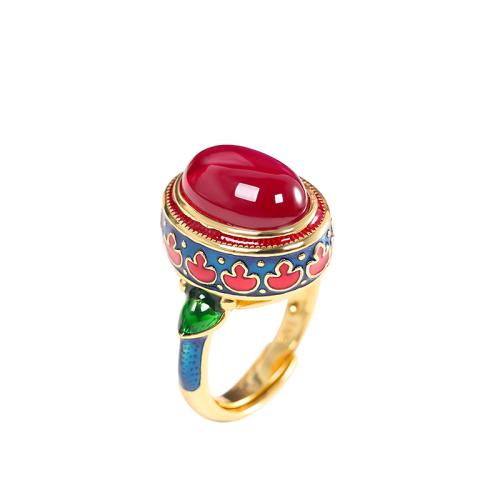 Brass Finger Ring, with Ruby Alumina, fashion jewelry & for woman, US Ring Size:7, Sold By PC